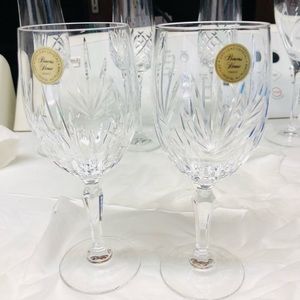 HIGHLIGHTS 2 CRYSTAL PRINCESS HOUSE WINE GLASSES BRAND NEW WITH TAGS